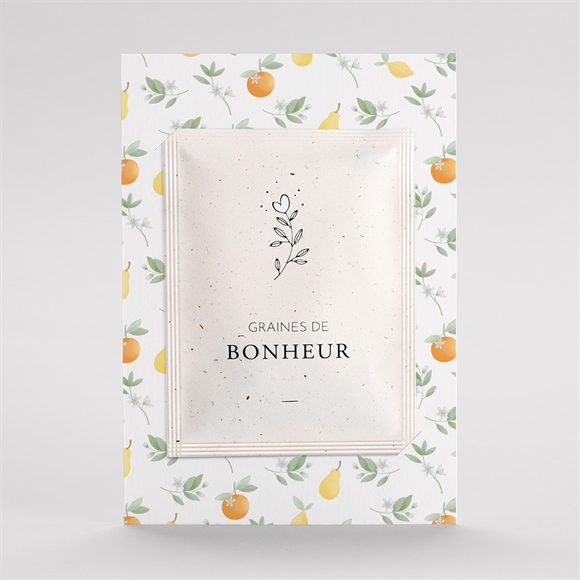 Faire-part naissance motif fruité avec graines