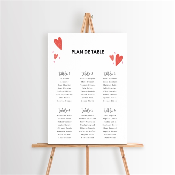 Plan de table mariage Coeurs réf.N260557