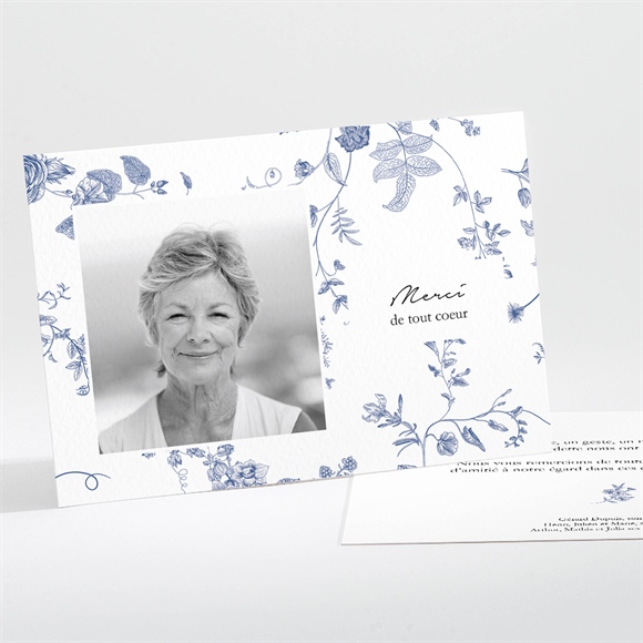 Remerciement décès Fleurs bleues paysage réf.N111369
