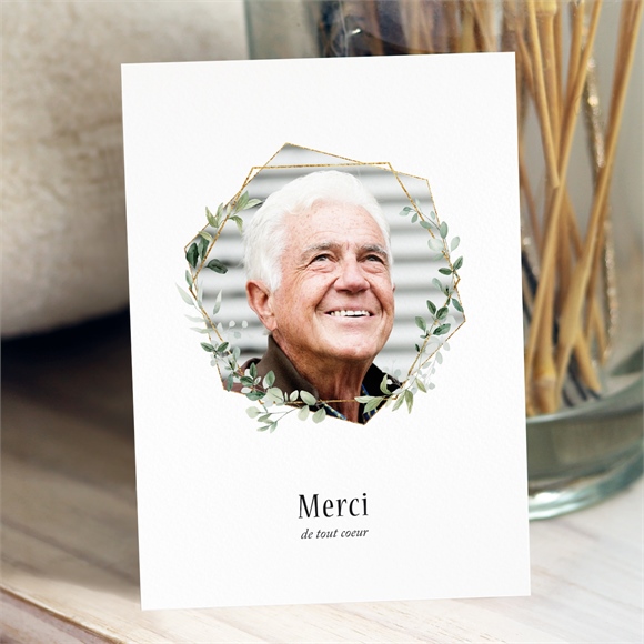 Remerciement décès moderne végétal avec photo