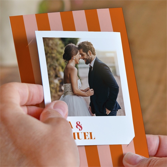 Remerciement mariage orange et fuchsia