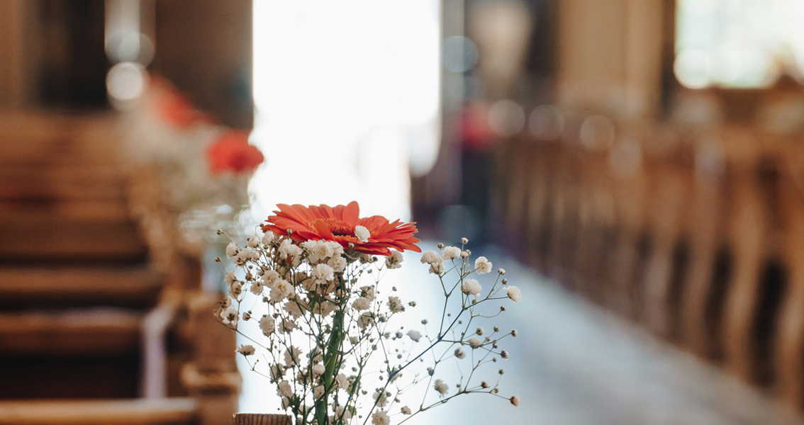 D&eacute;co de l'&eacute;glise pour le mariage