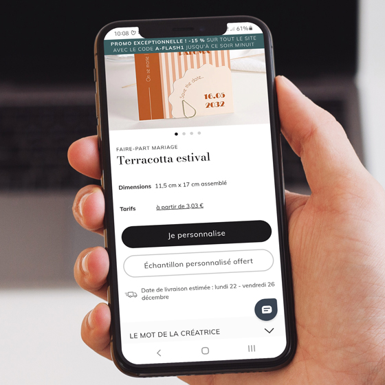 Choisir un &eacute;chantillon personnalis&eacute; gratuit sur son mobile