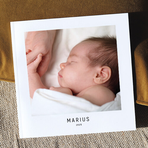 Livre photo carré souple pour célébrer une naissance