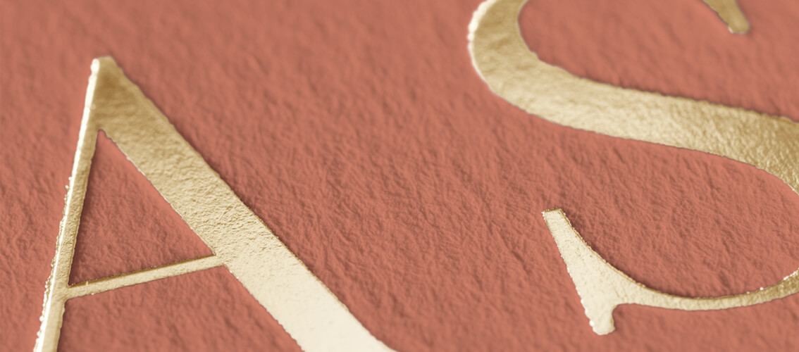 faire-part de mariage terracotta et dorure