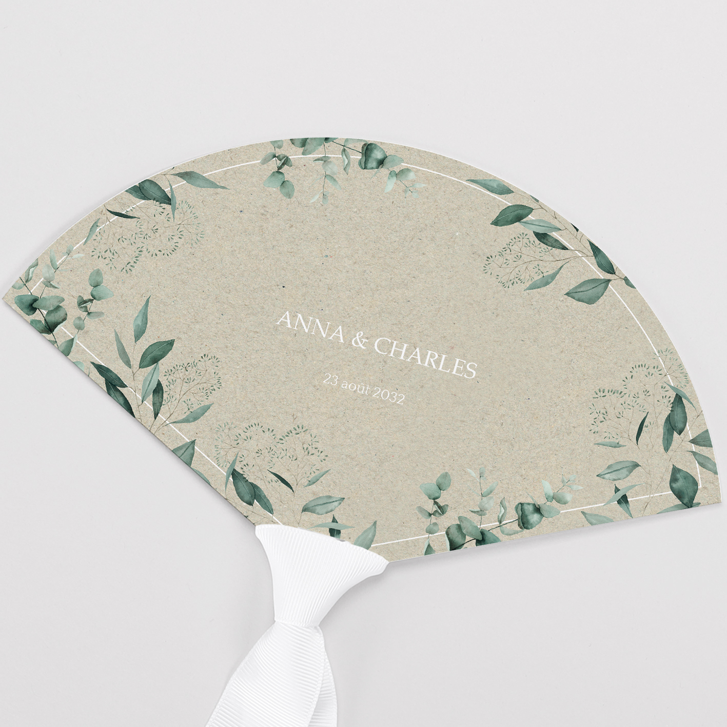 Eventail mariage eucalyptus
