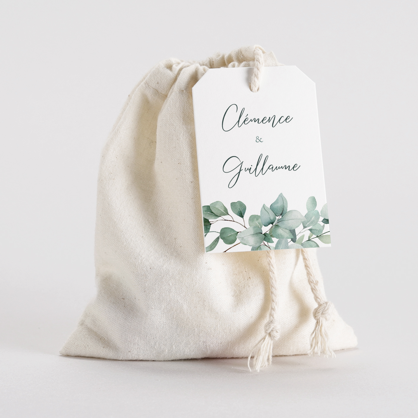 Pochon mariage eucalyptus