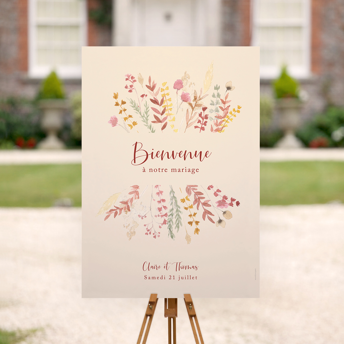 panneau bienvenue &eacute;l&eacute;gance champ&ecirc;tre